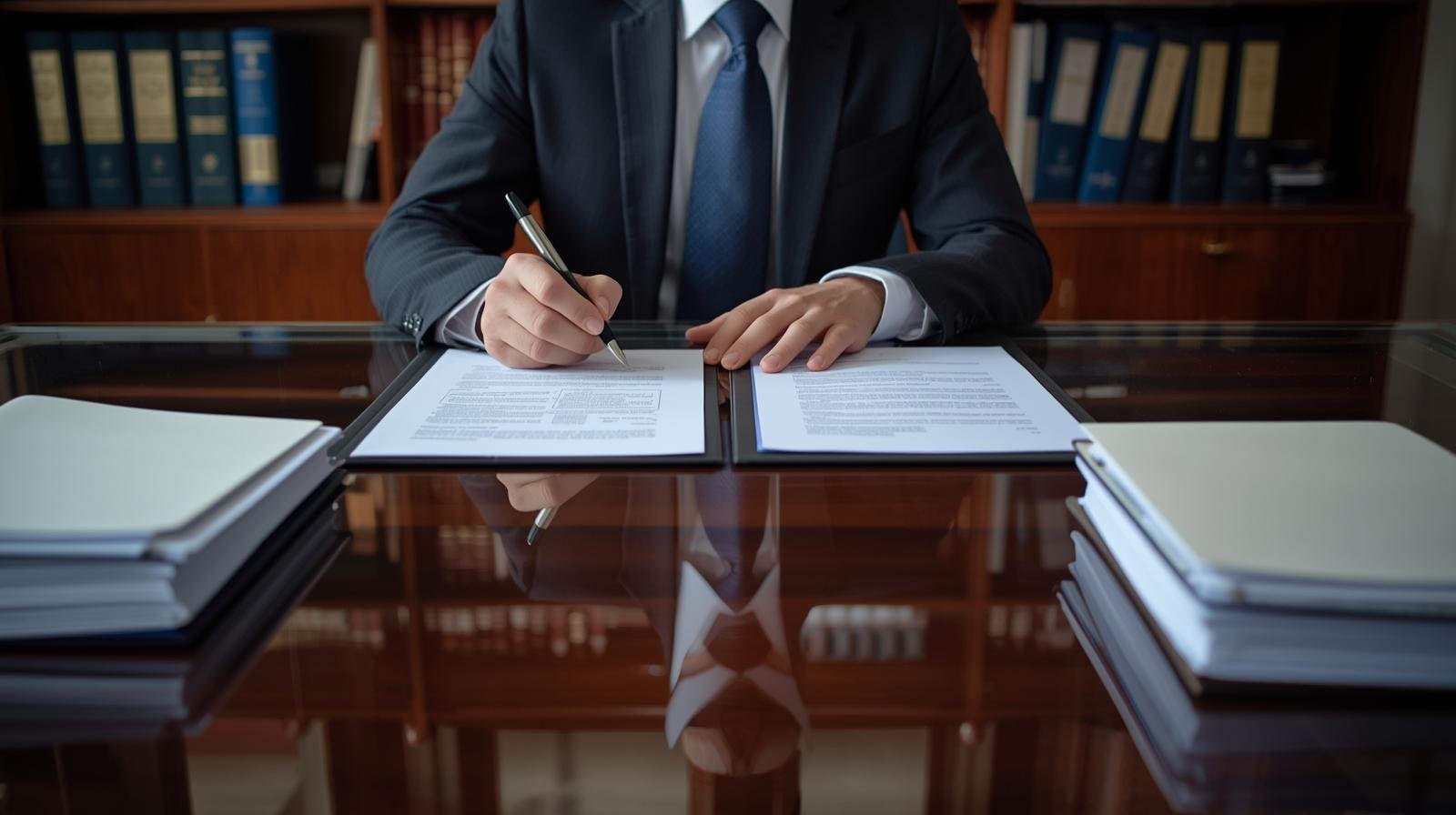 Solicitor signing property auction legal paperwork in the UK